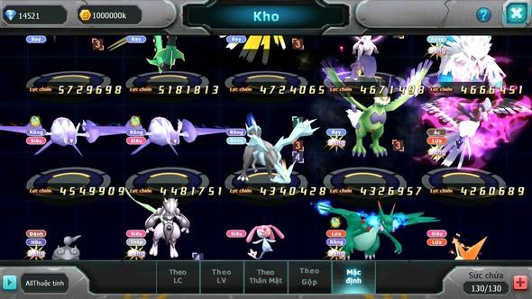 MÃ : #TTS3753 - SV 1478 - V13 - TOP21 - 770 SÁCH - BLACK CỘNG HƯỞNG DYANMAX WHITE BC UNVOA PALKIA BC KYOGRE BC NHIỀU PET HT