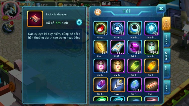 MÃ : #TTS3753 - SV 1478 - V13 - TOP21 - 770 SÁCH - BLACK CỘNG HƯỞNG DYANMAX WHITE BC UNVOA PALKIA BC KYOGRE BC NHIỀU PET HT