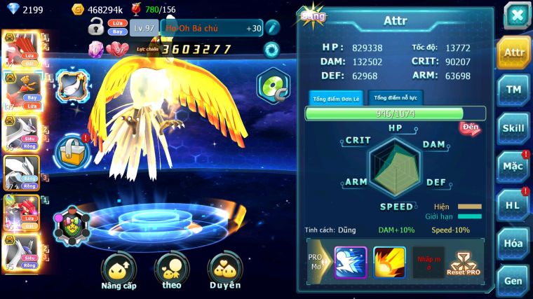 MÃ : #TTS3761 - SV 1434 - V4 - QVLD BC HOOH BC CẶP LATI BC UNVOA GROUDON ZEVIL