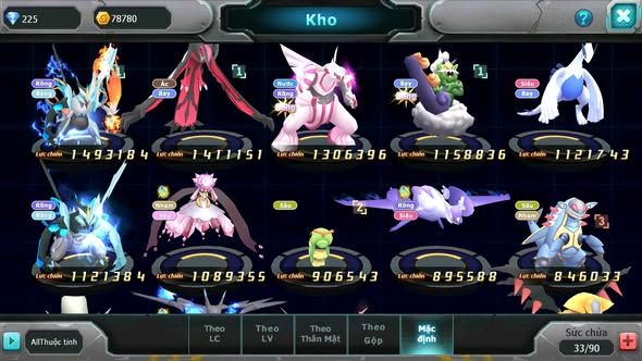 MÃ : #TTS3777 - SV 1699 - UNVOA YVETAL PALKIA THẦN GIÓ LUGIA BLACK DIANCIE