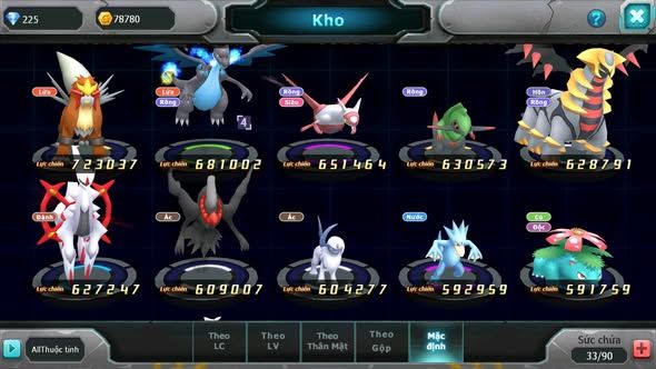 MÃ : #TTS3777 - SV 1699 - UNVOA YVETAL PALKIA THẦN GIÓ LUGIA BLACK DIANCIE