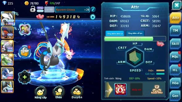 MÃ : #TTS3777 - SV 1699 - UNVOA YVETAL PALKIA THẦN GIÓ LUGIA BLACK DIANCIE