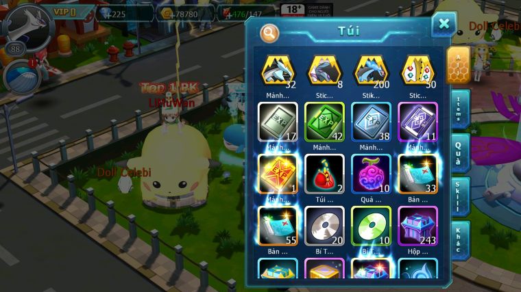 MÃ : #TTS3777 - SV 1699 - UNVOA YVETAL PALKIA THẦN GIÓ LUGIA BLACK DIANCIE