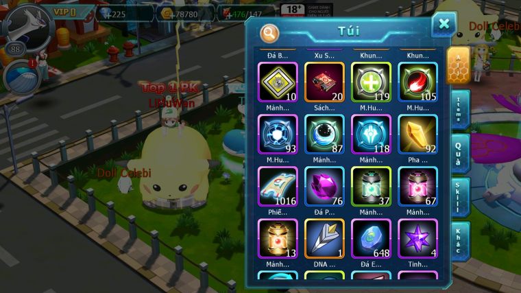 MÃ : #TTS3777 - SV 1699 - UNVOA YVETAL PALKIA THẦN GIÓ LUGIA BLACK DIANCIE