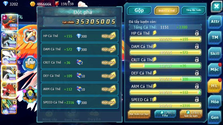 MÃ : #TTS3815 - SV 1038 - TOP 18 - V13 - HOOH CH DYNAMAX BLAKC CH UNVOA WHITE BC QVLD BC THẦN GIÓ BC GROUDON BC BTAA BC