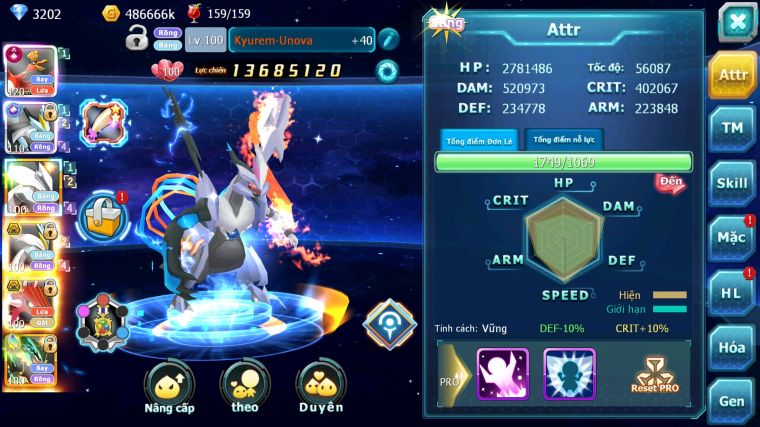 MÃ : #TTS3815 - SV 1038 - TOP 18 - V13 - HOOH CH DYNAMAX BLAKC CH UNVOA WHITE BC QVLD BC THẦN GIÓ BC GROUDON BC BTAA BC