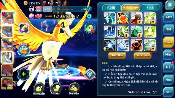 MÃ : #TTS3816 - SV 1574 - TOP 47 - V6 - HOOH DYNAMAX DRAK MEWTWO BC YVETAL THẦN GIÓ BC