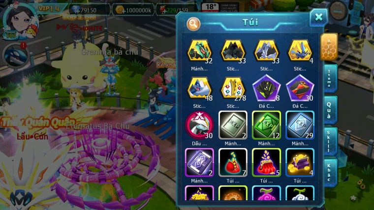 MÃ : #TTS3829 - SV 739 - V14 - 79K KC - 2585 SÁCH - TOP 10 - DIANCIE CH DYNAMAX PALKIA CỘNG HƯỞNG HOOH DYNAMAX QVBC BC UNVOA WB BC NHIỀU PET BÁ CHỦ NGON