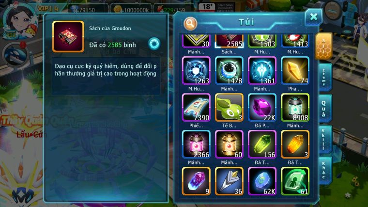 MÃ : #TTS3829 - SV 739 - V14 - 79K KC - 2585 SÁCH - TOP 10 - DIANCIE CH DYNAMAX PALKIA CỘNG HƯỞNG HOOH DYNAMAX QVBC BC UNVOA WB BC NHIỀU PET BÁ CHỦ NGON