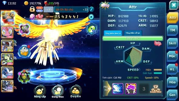 MÃ : #TTS3839 - SV 1704 - 13K KC - HOOH BÁ CHỦ MES AMDLO LUGIA CELEBI