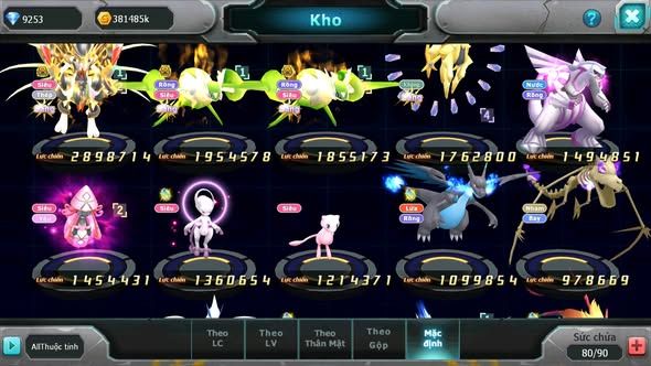 MÃ : #TTS3844 - SV 1533 - MEW GIÁP BÁ CHỦ CẶP LATI BÁ CHỦ ST PALKIA NHIỀU PET HT