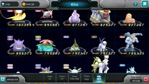 MÃ : #TTS3843 - SV 1660 - BTAA BÁ CHỦ LUGIA BÁ CHỦ ZOROA BC MES VỊT BẦU NHIỀU PET HT