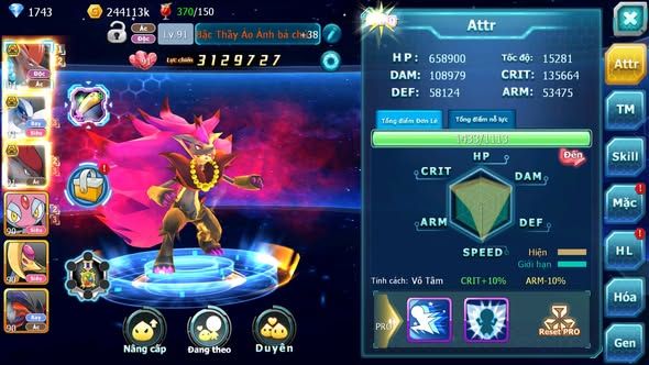 MÃ : #TTS3843 - SV 1660 - BTAA BÁ CHỦ LUGIA BÁ CHỦ ZOROA BC MES VỊT BẦU NHIỀU PET HT