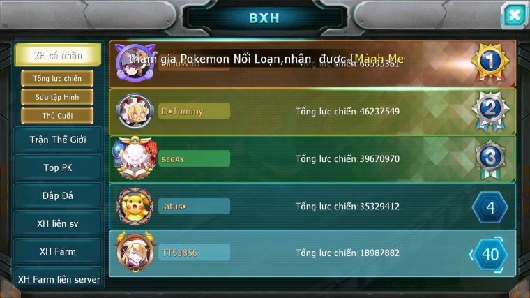 MÃ : #TTS3856 - SV 1687 - TOP38 - V12 - UNVOA WHITE DYANAMX BLACK BC PALKIA CẶP LATI BC QVLD