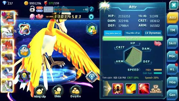 MÃ : #TTS3855 - SV 1447 - V10 - HOOH DYNAMAX UNVOA QVLD BC YVETAL BC LUGIA BC THẦN GIÓ BC BLACK BC VIC QUÁ NGON