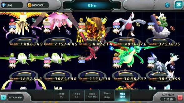 MÃ : #TTS3890 - SV 1211 - V5 - HOOH DYNAMAX DIANCIE BC QVLD BC LUGIA THẦN GIÓ NHIỀU PET HT