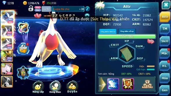 MÃ : #TTS3889 - SV 1713 - 1K8 SÁCH - LUGIA BÁ CHỦ CẶP LATI BÁ CHỦ NHIỀU PET HT