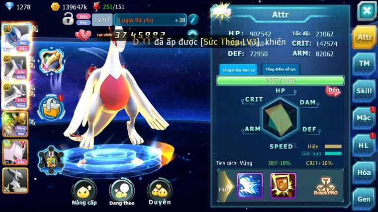 MÃ : #TTS3889 - SV 1713 - 1K8 SÁCH - LUGIA BÁ CHỦ CẶP LATI BÁ CHỦ NHIỀU PET HT