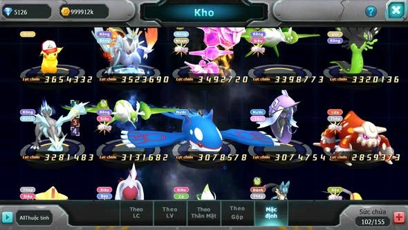 MÃ : #TTS3928 - SV 1361 - V12 - HOOH DYNAMAX PALKIA BC THẦN GIÓ BC UNVOA QVLD BC DIANCIE BC NHIỀU PET HT