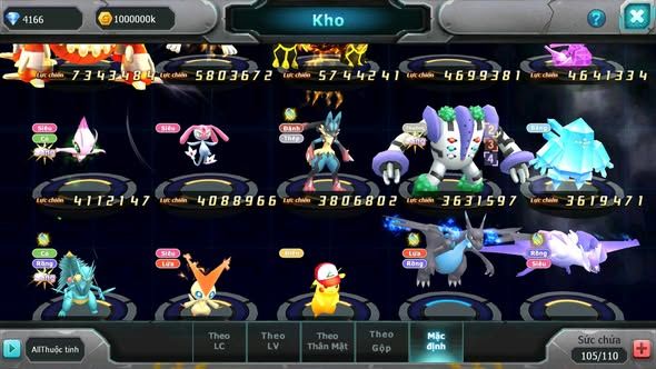 MÃ : #TTS3961 - SV 1262 - V11 - TOP 45 - HOOH DYNAMAX UNVOA WB BC THẦN GIÓ BC QVLD LUGIA BC NHIỀU PET HT