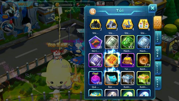 MÃ : #TTS3961 - SV 1262 - V11 - TOP 45 - HOOH DYNAMAX UNVOA WB BC THẦN GIÓ BC QVLD LUGIA BC NHIỀU PET HT