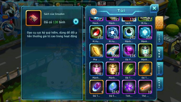 MÃ : #TTS3961 - SV 1262 - V11 - TOP 45 - HOOH DYNAMAX UNVOA WB BC THẦN GIÓ BC QVLD LUGIA BC NHIỀU PET HT