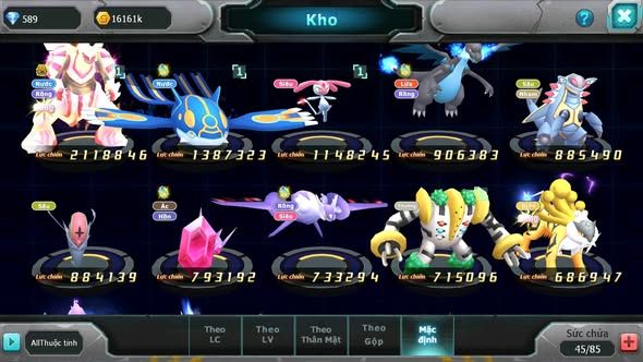MÃ : #TTS4009 - SV 1644 - PALKIA BÁ CHỦ KYOGRE MES AMDLO NHIỀU PET