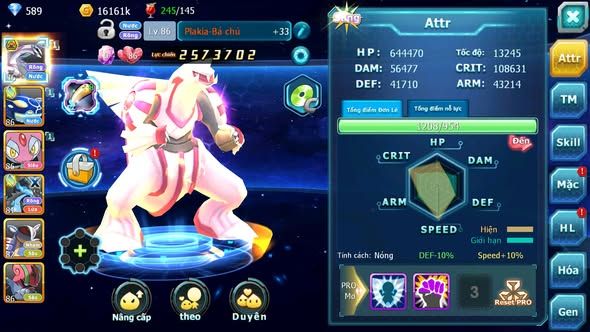 MÃ : #TTS4009 - SV 1644 - PALKIA BÁ CHỦ KYOGRE MES AMDLO NHIỀU PET