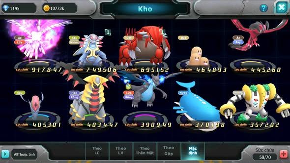 MÃ : #TTS4024 - SV 1785 - TOP20 - DRAK HOOH AMDLO GROUDON YVETAL NHIỀU PET HT