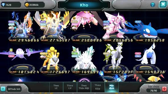 MÃ : #TTS4028 - SV 1535 - V9 - UNVOA WHITE BÁ CHỦ DIANCIE BC PALKIA KYOGRE NHIỀU PET HT QUÁ NGON