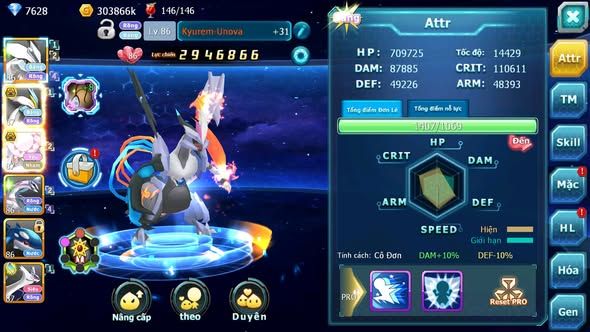 MÃ : #TTS4028 - SV 1535 - V9 - UNVOA WHITE BÁ CHỦ DIANCIE BC PALKIA KYOGRE NHIỀU PET HT QUÁ NGON