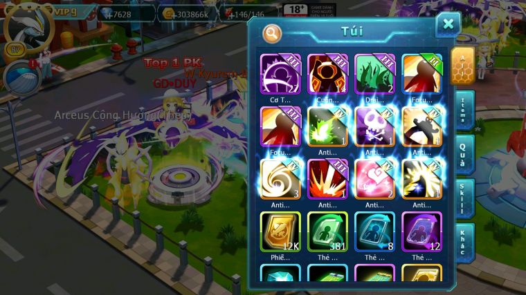 MÃ : #TTS4028 - SV 1535 - V9 - UNVOA WHITE BÁ CHỦ DIANCIE BC PALKIA KYOGRE NHIỀU PET HT QUÁ NGON