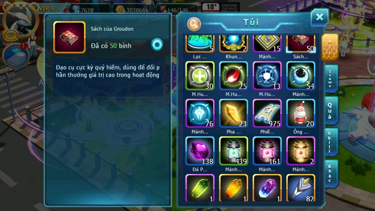 MÃ : #TTS4028 - SV 1535 - V9 - UNVOA WHITE BÁ CHỦ DIANCIE BC PALKIA KYOGRE NHIỀU PET HT QUÁ NGON