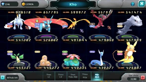 MÃ : #TTS4044 - SV 1756 - UNVOA HOOH DIANCIE GROUDON LUGIA NHIỀU PET HT