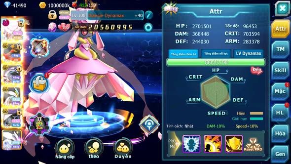 MÃ : #TTS4052 - SV 430 - TOP49 - 41K KC - V12 - DIANCIE DYNAMAX HOOH BC PALKIA BC UNVOA WB BC NHIỀU PET HT