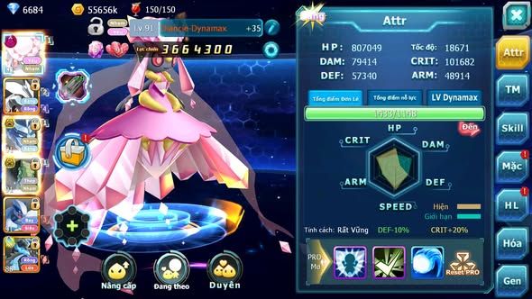 MÃ : #TTS4051 - SV 1735 - V10 - DIANCIE DYNAMAX UNVOA RẮN BĂNG BÁ CHỦ SAKTA BÁ CHỦ QUÁ NGON