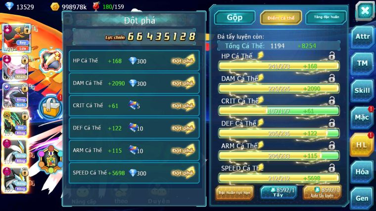 MÃ : #TTS4145 - SV 561 -TOP3 - TOP3-4 CHAM - V15 - HOOH CH DYNAMAX DIANCIE CH DYANAMX PALKIA CH WB DYNAMAX NHIỀU PET BC NGON LÀNH