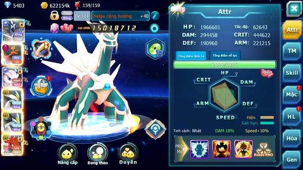 MÃ : #TTS4183 - SV 1041 -V12 - TOP45 - DIALGA CỘNG HƯỞNG MEW X CH UNVOA WB BC HOOH DYNAMAX CẶP LATI BÁ CHỦ QUÁ NGON