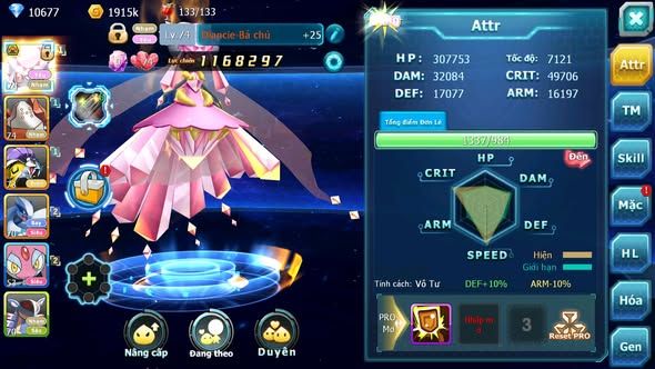 MÃ : #TTS4189 - SV1798 - V7 - TOP18  DIANCIE BÁ CHỦ RAIKU LUGIA MES AMDLO