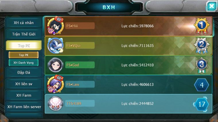 MÃ : #TTS4189 - SV1798 - V7 - TOP18  DIANCIE BÁ CHỦ RAIKU LUGIA MES AMDLO