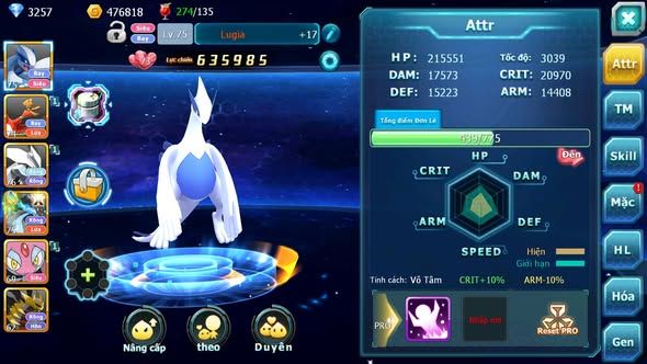 MÃ : #TTS4187 - SV1785 - TOP45 - V6 - LUGIA HOOH UNVOA MES GIRATINA