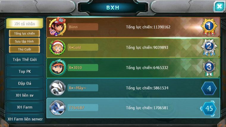 MÃ : #TTS4187 - SV1785 - TOP45 - V6 - LUGIA HOOH UNVOA MES GIRATINA