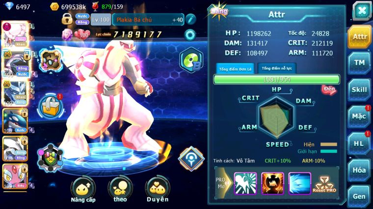 MÃ : #TTS4202 - SV 1554 - V10 - DIANCIE DYNAMAX PALKIA BC  RẮN BĂNG BC KYGORE UNVOA ZEVIL