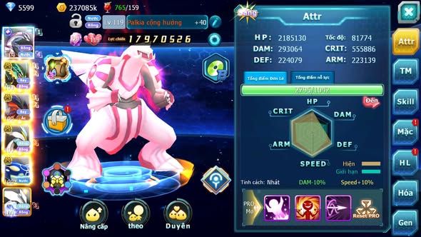 MÃ : #TTS4218 - SV 1310 - V8 - PALKIA CH RAYQUAZA BC YVETAL BC UNVOA WB BC NHIỀU PET BC NGON LÀNH