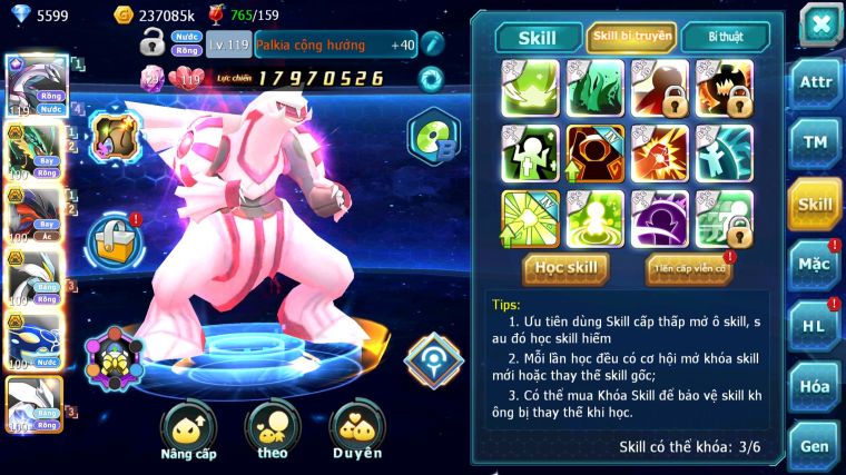 MÃ : #TTS4218 - SV 1310 - V8 - PALKIA CH RAYQUAZA BC YVETAL BC UNVOA WB BC NHIỀU PET BC NGON LÀNH