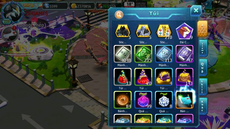 MÃ : #TTS4218 - SV 1310 - V8 - PALKIA CH RAYQUAZA BC YVETAL BC UNVOA WB BC NHIỀU PET BC NGON LÀNH