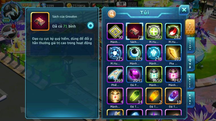 MÃ : #TTS4218 - SV 1310 - V8 - PALKIA CH RAYQUAZA BC YVETAL BC UNVOA WB BC NHIỀU PET BC NGON LÀNH