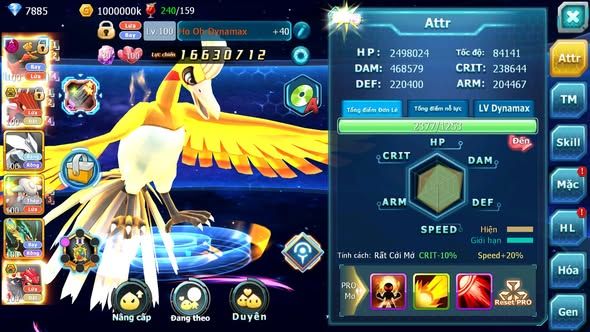 MÃ : #TTS4236 - SV1417 - V8 - HOOH DYNAMX QVLD BC UNVOA HENTRAN GROUDON BC RAY NHIỀU PET HT