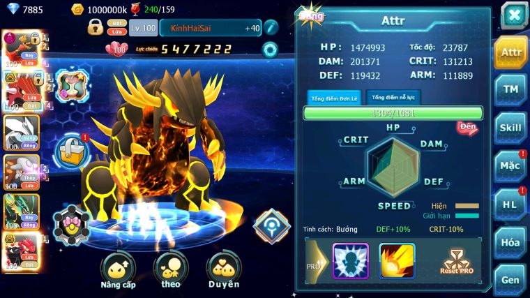 MÃ : #TTS4236 - SV1417 - V8 - HOOH DYNAMX QVLD BC UNVOA HENTRAN GROUDON BC RAY NHIỀU PET HT