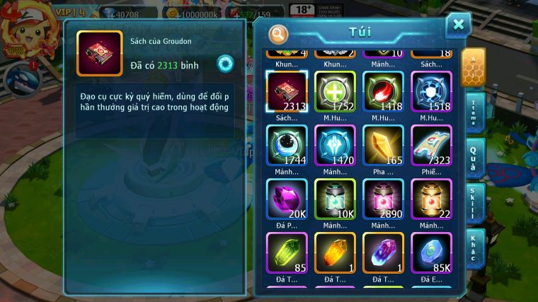 MÃ : #TTS4262 - SV 538 - TOP8  - V14 - 2K3 SÁCH - HOOH DYNAMAX HOOPA BÁ CHỦ LUGIA CH NVOA WB BC NHIỀU PET BC